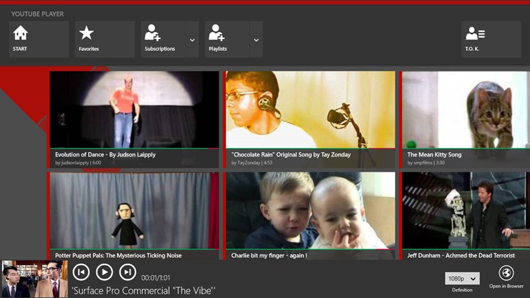 Youtube Player for Windows 8