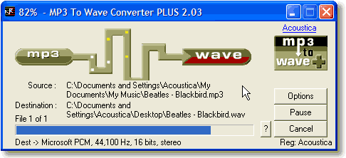 Acoustica MP3 To Wave Converter PLUS!