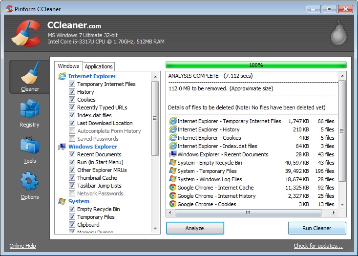 CCleaner フリー版