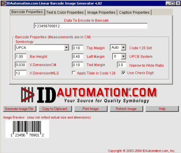 IDautomation Linear +2D Image Generator