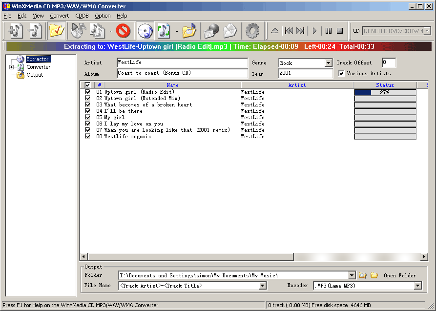 WinXMedia CD MP3/WAV/WMA Converter