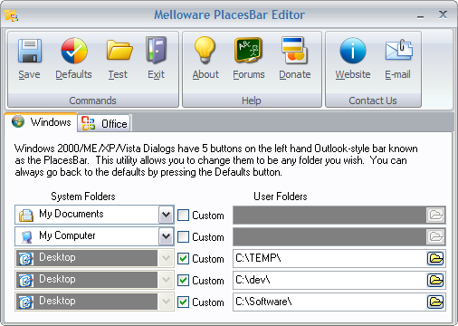 PlacesBar Editor