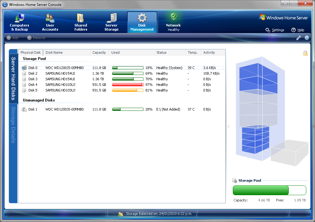 Disk Management for Windows Home Server