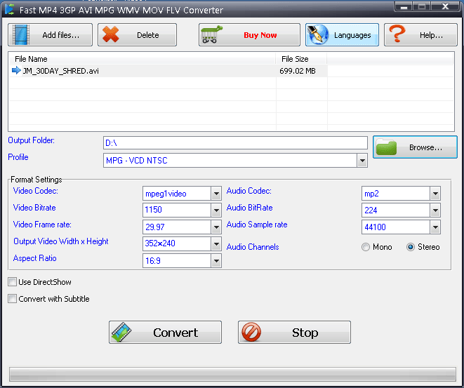 Fast MP4 3GP AVI MPG WMV RM MOV FLV Converter