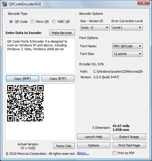 Morovia QRCode Fonts and Encoder