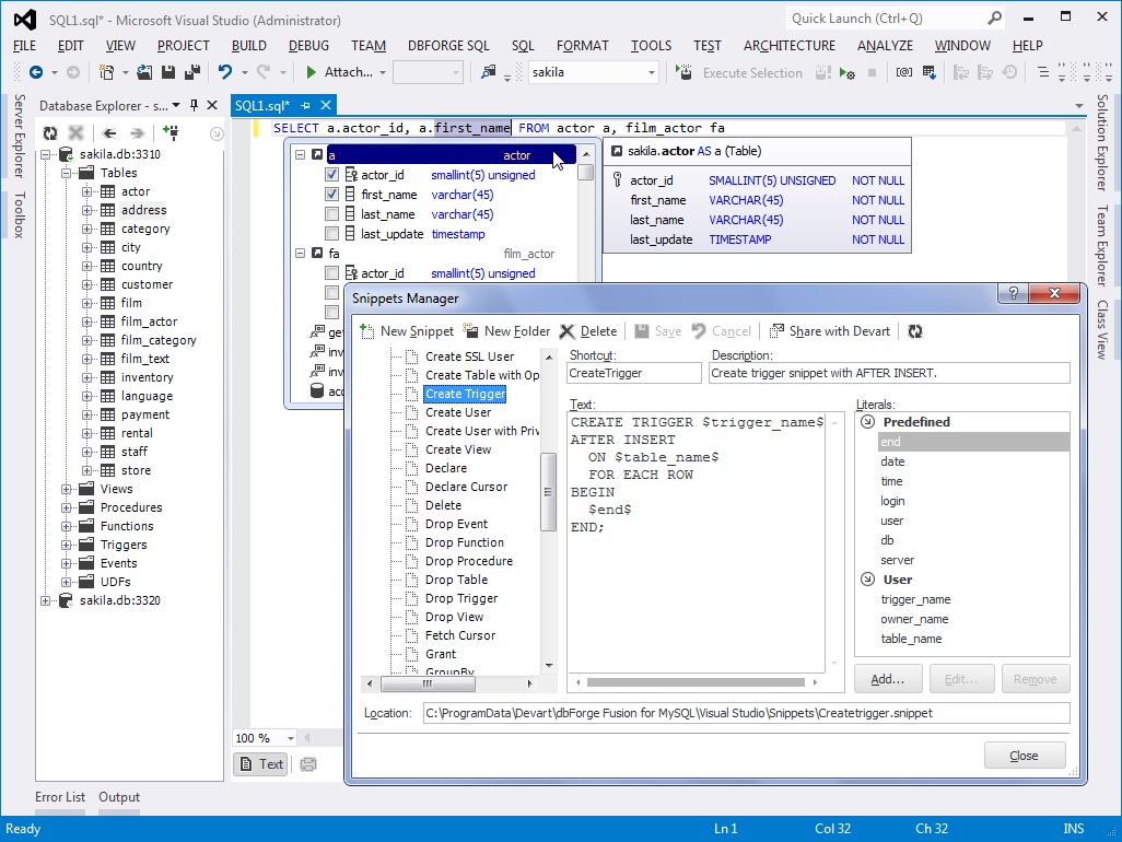dbForge Fusion for MySQL Standard License